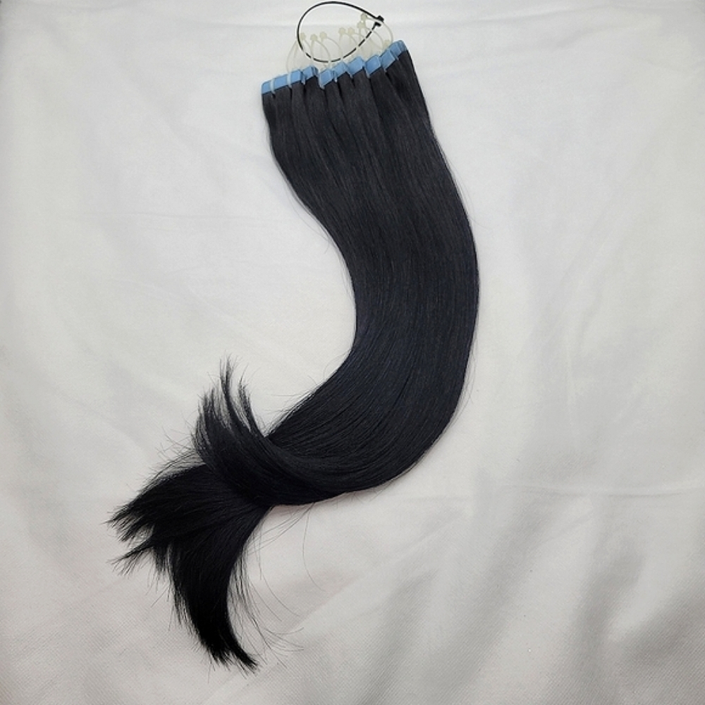 Human Hair Tape-In 18" Hair Extensions Color 1b